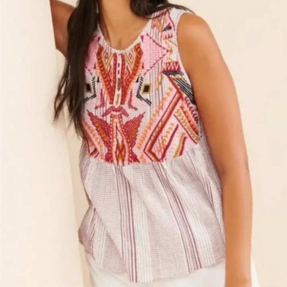 Dolan Red and Orange Graphic Tank Top Anthropologie